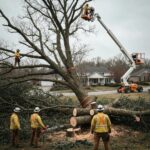 emergency-tree-removal-team-working-on-a-hazardous-tree-in-a-residential-area-9f033db2-a043-4d89-b6a9-efd1eb90637bwebp | Tree Service Fort Wayne Emergency tree removal team working on a hazardous tree in a residential area
