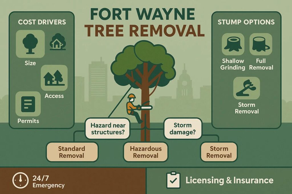 This infographic gives Fort Wayne residents an idea of the factors that go into the cost of having a tree cut down.